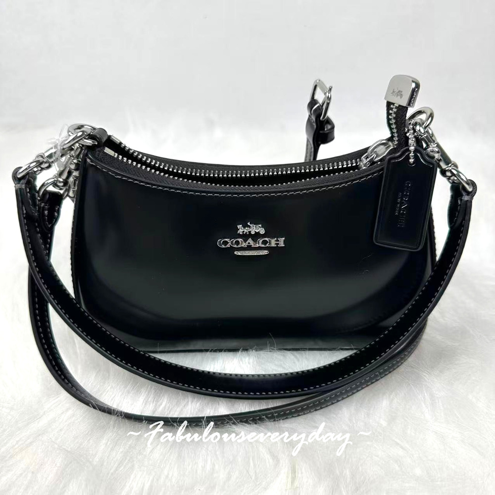 Coach Teri Mini Crossbody Bag Shoulder Bag In Leather/Silver/Black CW310 NWT